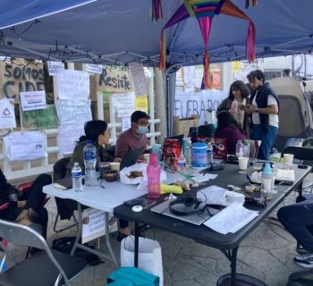 Students are camping out at the Mexico City campus of the Center for Research and Teaching in Economics, a public institution better known as the CIDE. (Leila Miller / Los Angeles Times)