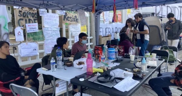 Students are camping out at the Mexico City campus of the Center for Research and Teaching in Economics, a public institution better known as the CIDE. (Leila Miller / Los Angeles Times)